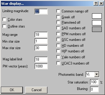 menu entry Guide star display